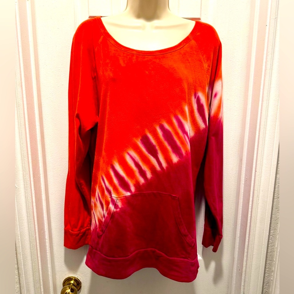 The Balance Collection, Activewear top, Medium, orange/fuchsia tie dye